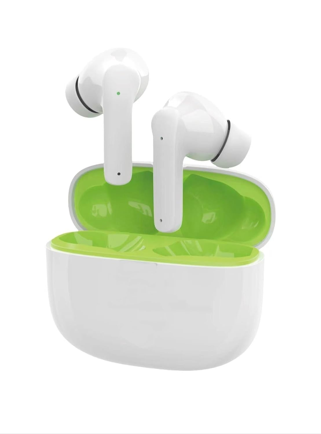 G009 Wireless Earbuds with Charging Case, White and Green